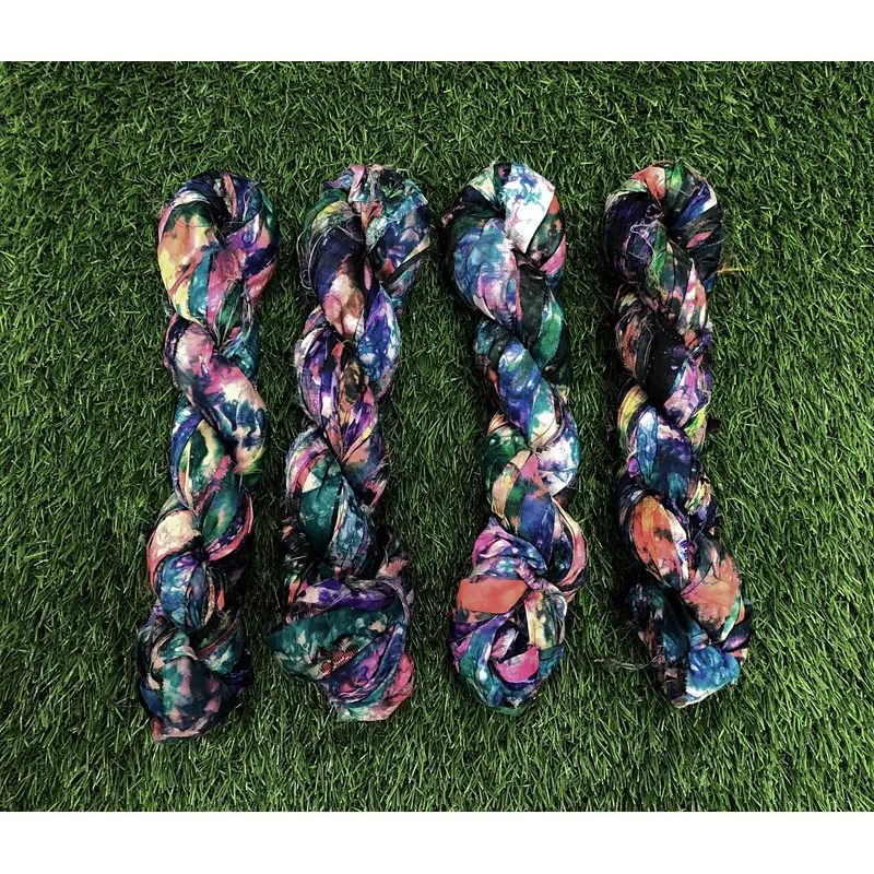 Galaxy Tie Dye Colorful Multi Recycled Sari Silk Ribbon