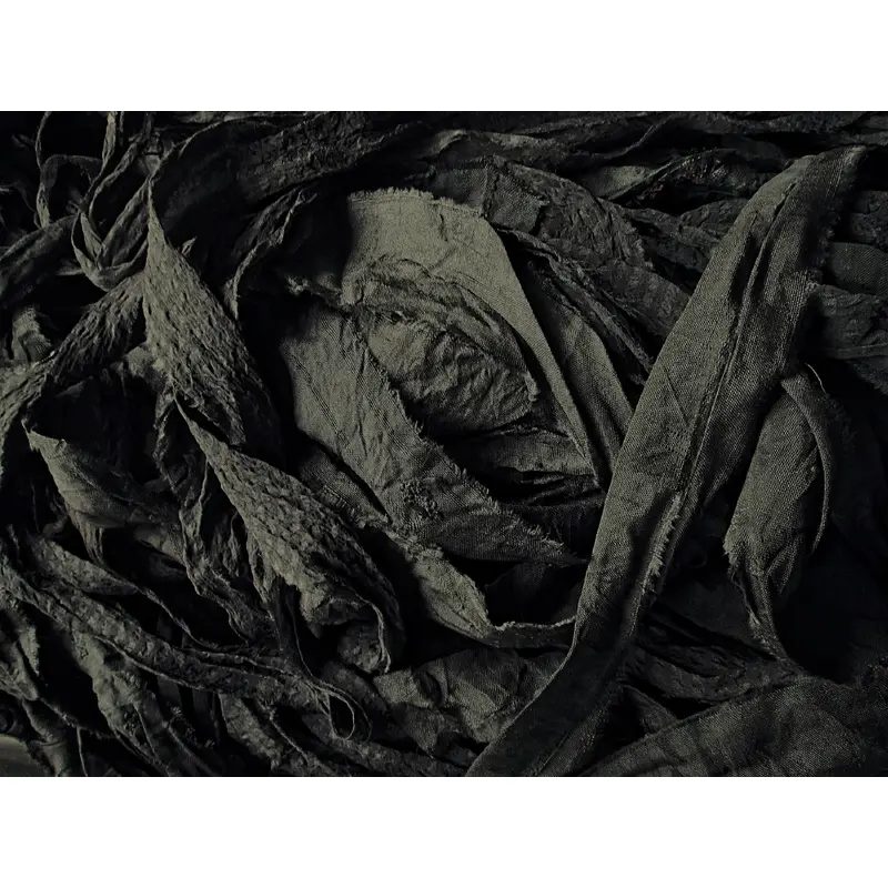 Gunmetal Recycled Sari Silk Eyelash Ribbon