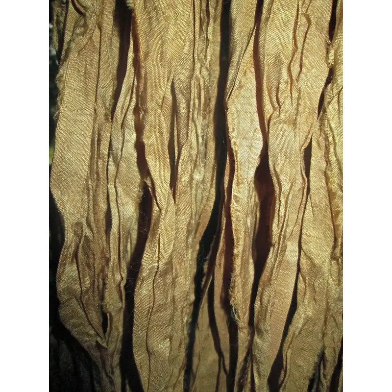 Honey Gold Blonde Recycled Sari Silk Thin Ribbon Yarn 5 Yards