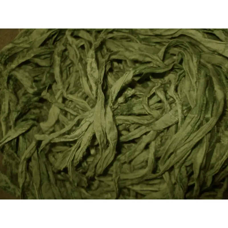 Hunter Green Recycled Sari Silk Eyelash Ribbon