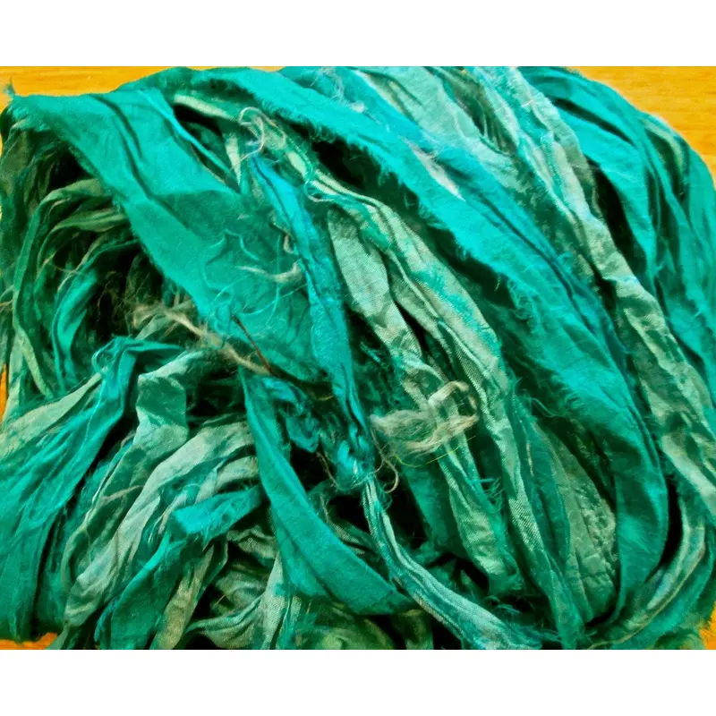 Mermaid Recycled Sari Silk Ribbon Yarn 5 Yards