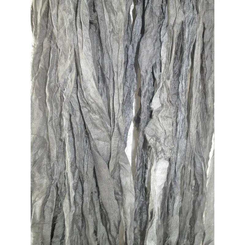 Silver Lining Recycled Sari Silk Ribbon Novelty Yarn