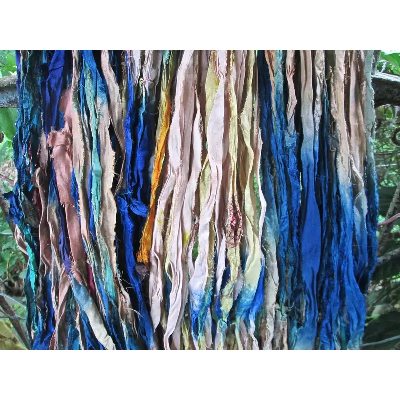Summer Cottage Recycled Sari Silk Thin Ribbon Yarn 5 Yards