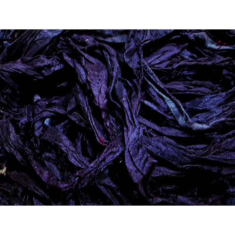 Ultraviolet Deep Moody Purple Recycled Sari Silk Thin Ribbon