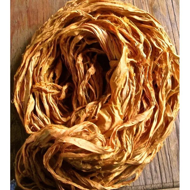 Butter Toffee Recycled Sari Silk Ribbon 5 Yards
