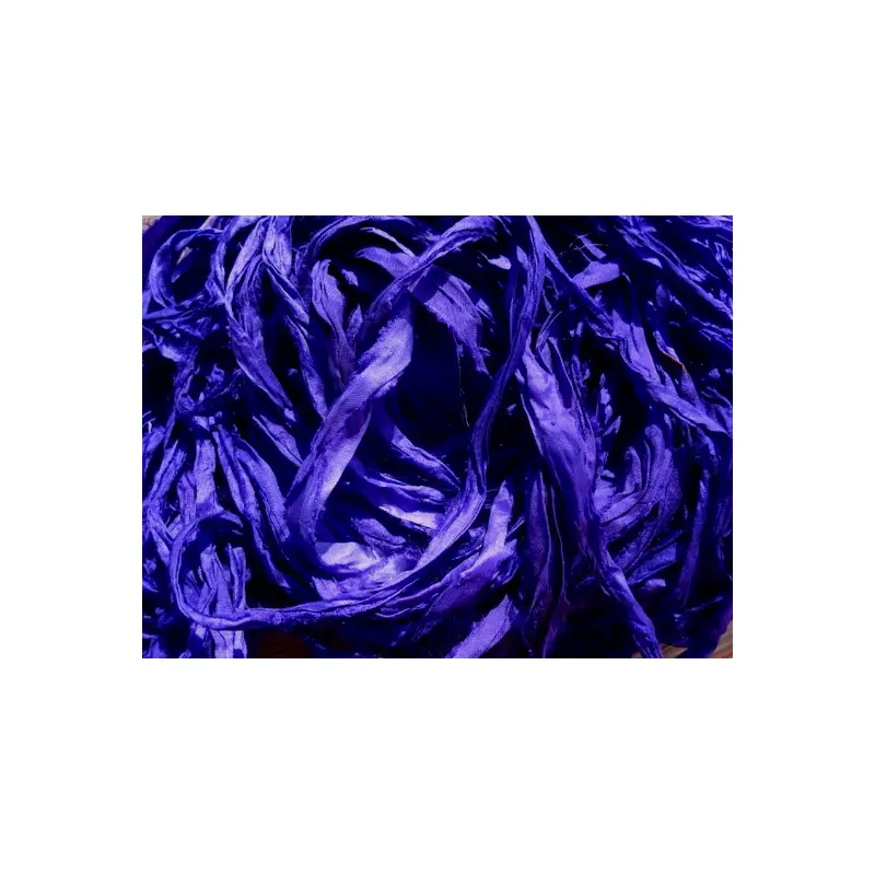 Electric Violet Recycled Sari Silk Ribbon  Luxurious Eco-Friendly Yarn for Diverse Fiber Arts