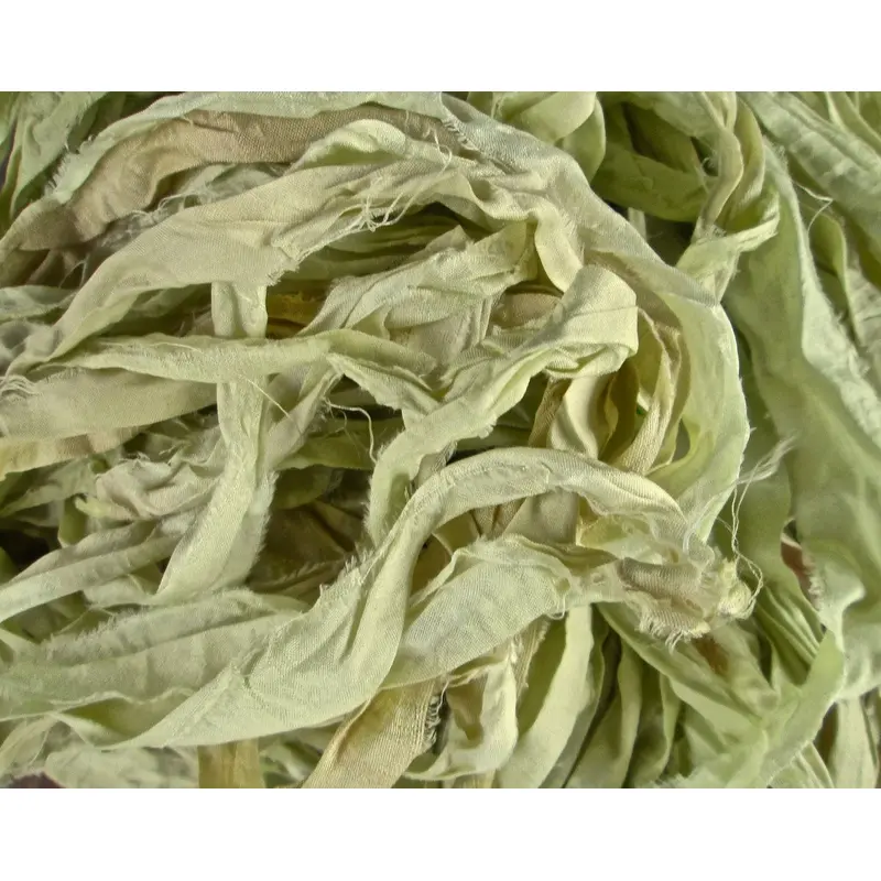 Golden Pear Recycled Sari Silk Eyelash Ribbon 5 Yards