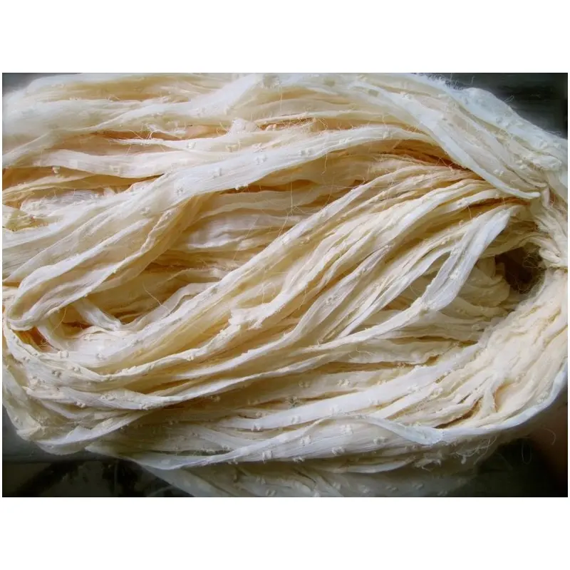 Light Sand Nubby Recycled Silk Chiffon Ribbon Novelty Yarn 5 Yards