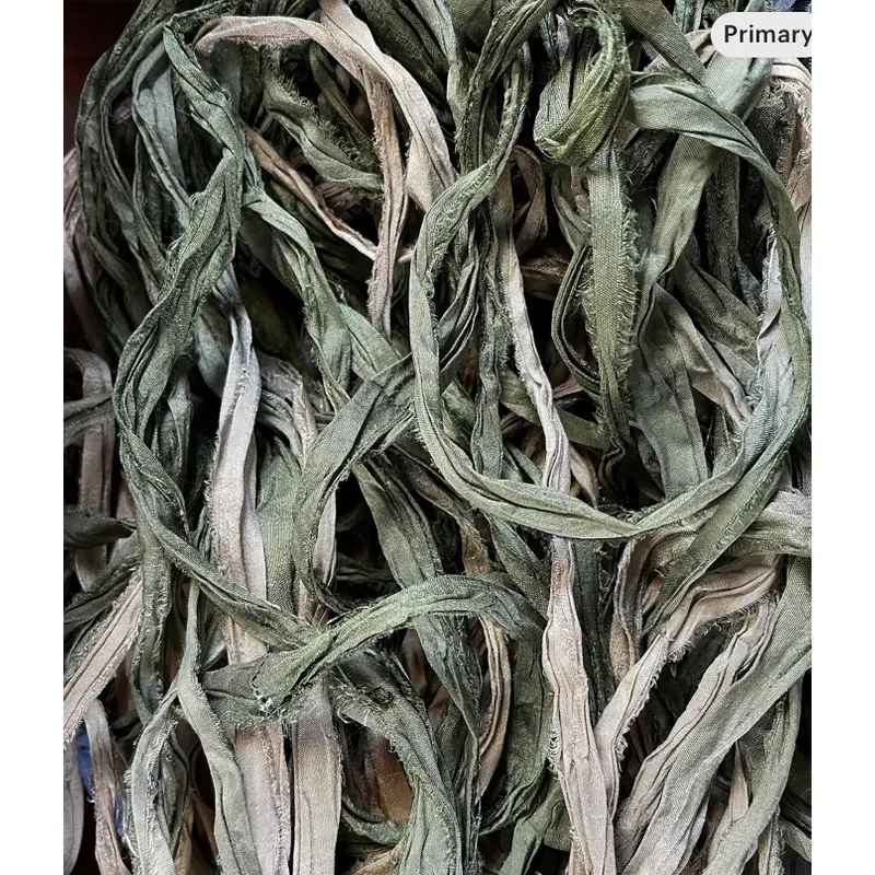 Lily Pond Recycled Sari Silk Thin Ribbon 5 Yards