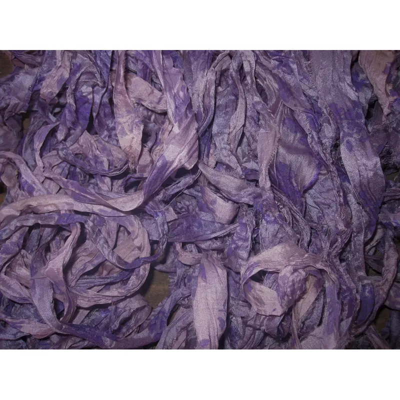 NEW Wild Iris Print Recycled Sari Silk Ribbon