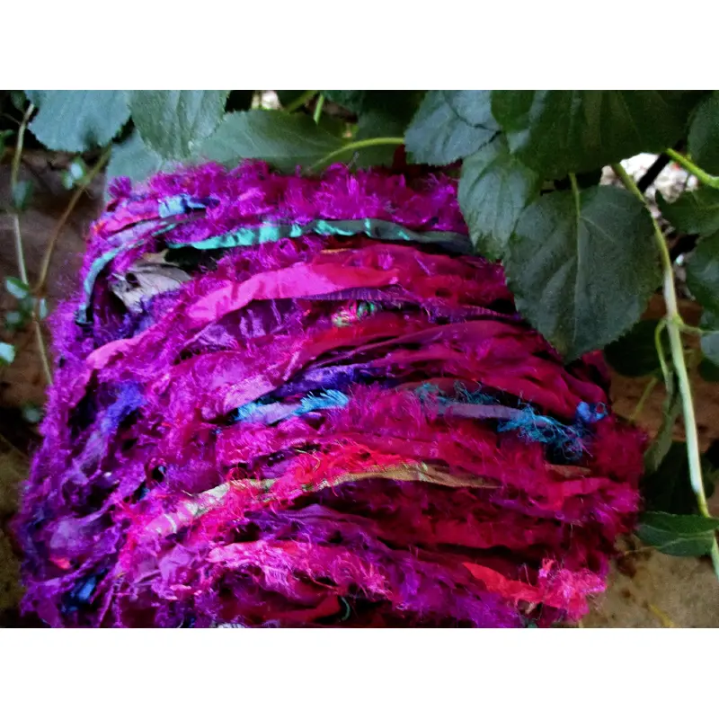 Pinks & Purples Frilly Fuzzy Ultimate Eyelash Sari Silk Ribbon