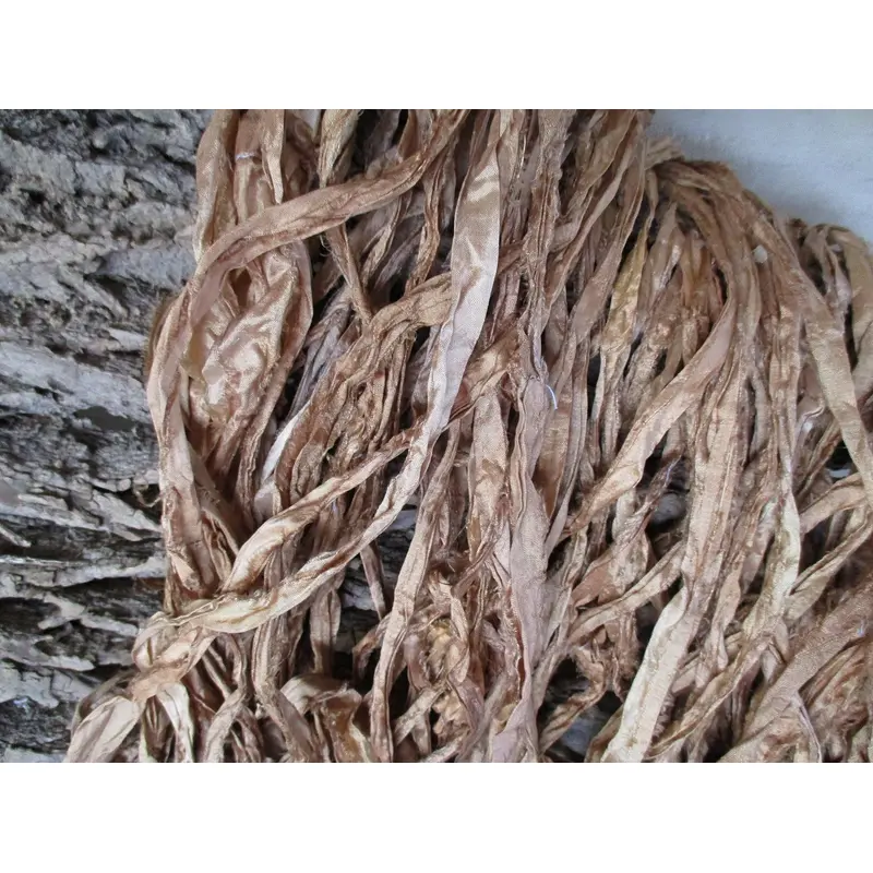 Sand Dune Recycled Sari Silk Thin Ribbon Yarn