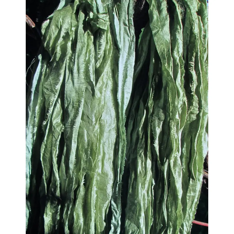 Sea Green Recycled Sari Silk Eyelash Ribbon