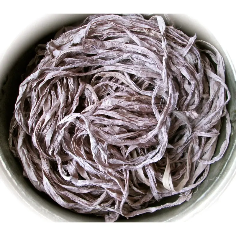 Silver-Lilac Recycled Sari Silk Eyelash Ribbon