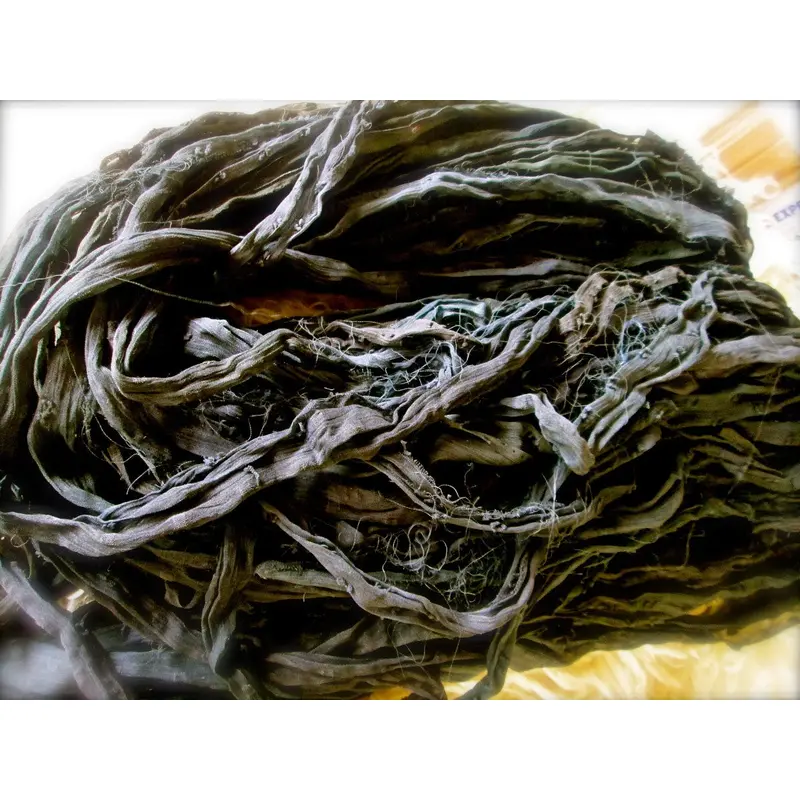 ULTRASOFT Gunmetal Gray Nubby Recycled Chiffon Silk Ribbon