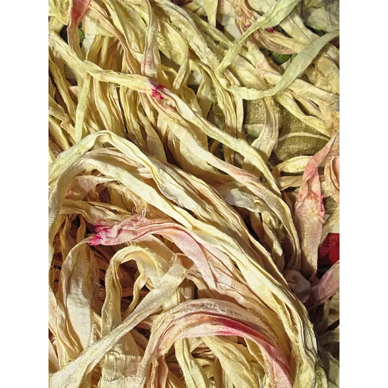 Vanilla Parfait Recycled Sari Silk BOHO Ribbon 5 Yards