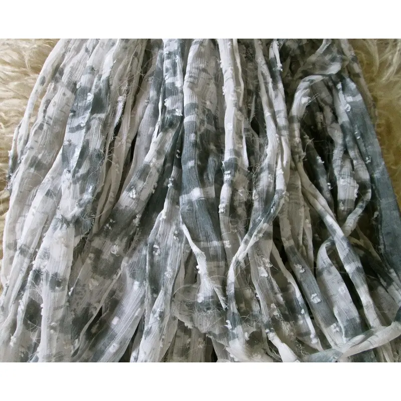 Winterfell (Salt & Pepper) Recycled Nubby Chiffon Ribbon