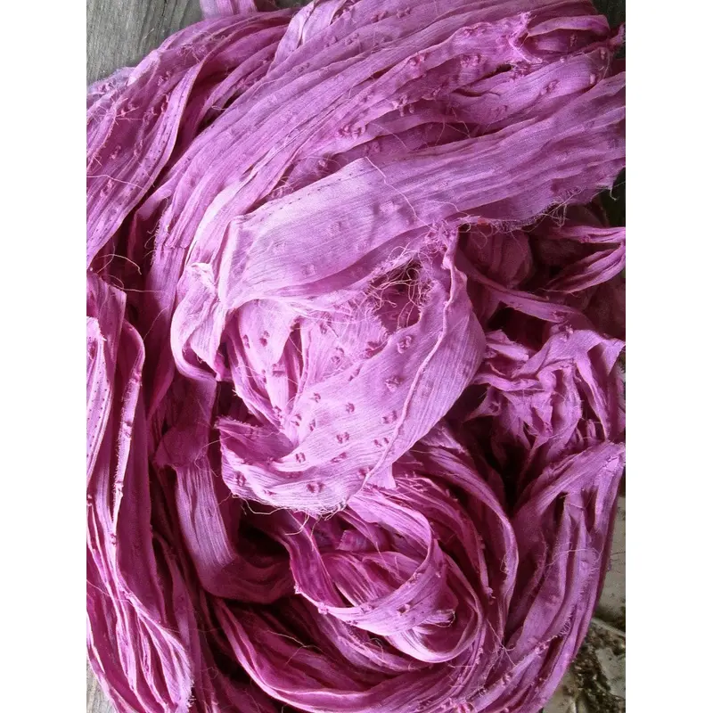 Berry Nubby Recycled Silk Chiffon Ribbon Novelty Yarn 5 Yards