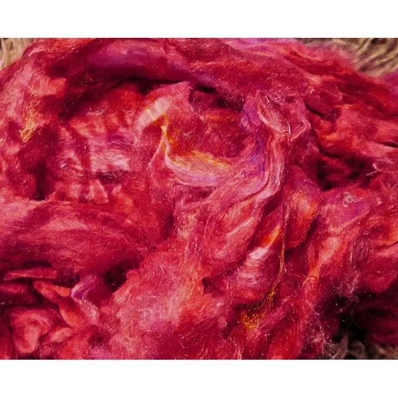 Farrari Red Multi Recycled Mulberry Sliver for Art Yarn Weaving Spinning Felting SUPER FAST SHIPPING!