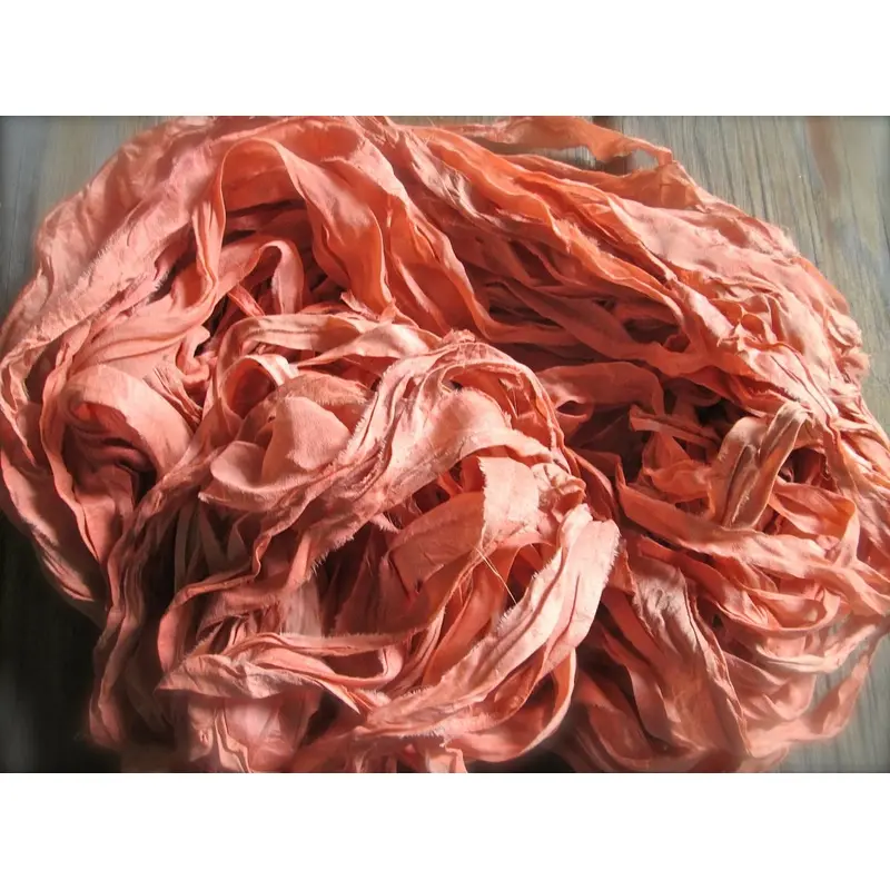 Flamboyant Flamingo Recycled Sari Silk Thin Ribbon Yarn