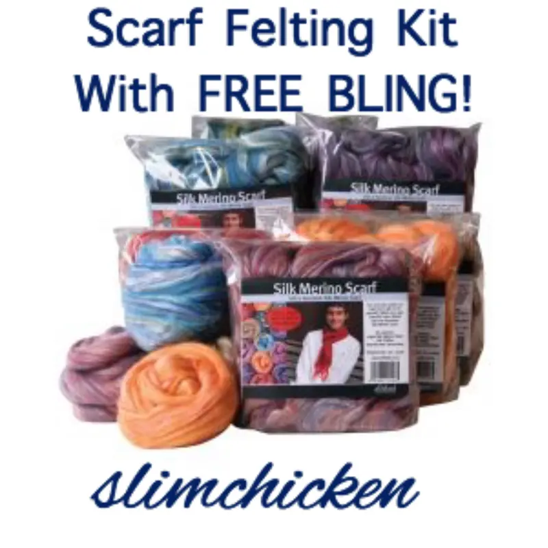 Luxurious Silk/Merino Scarf Felting Kits Accents