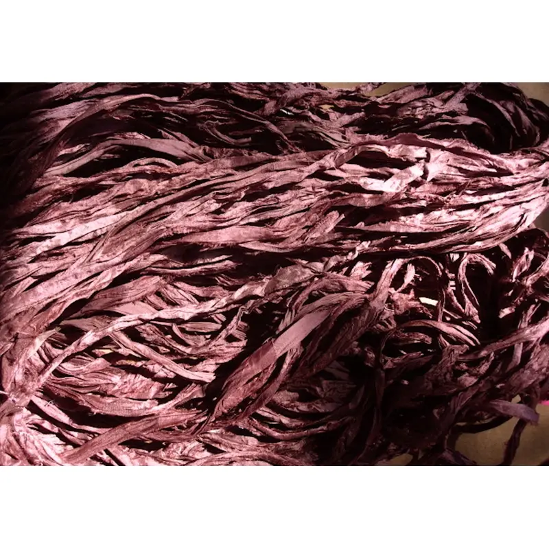 Dark Dusty Rose Recycled Sari Silk Ribbon Yarn
