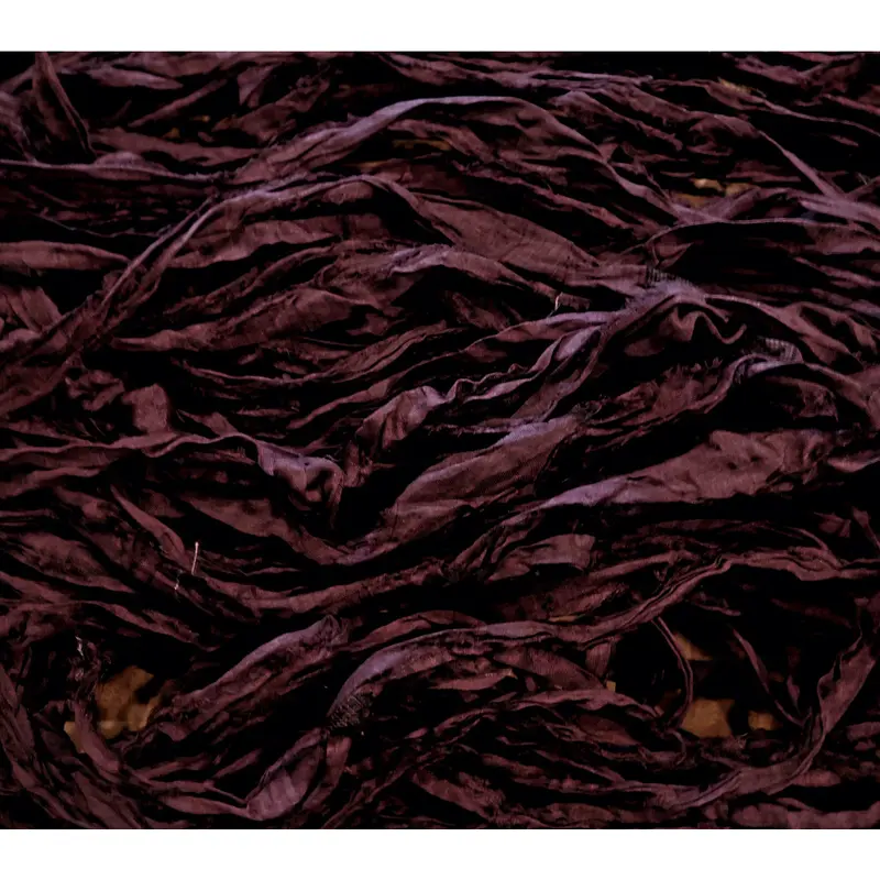 Deep Rich Burgundy Recycled Sari Silk Ribbon Yarn