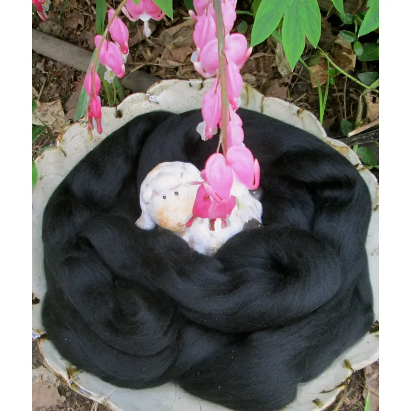 Stunning Deep Black 19 Micron Superfine Merino Top