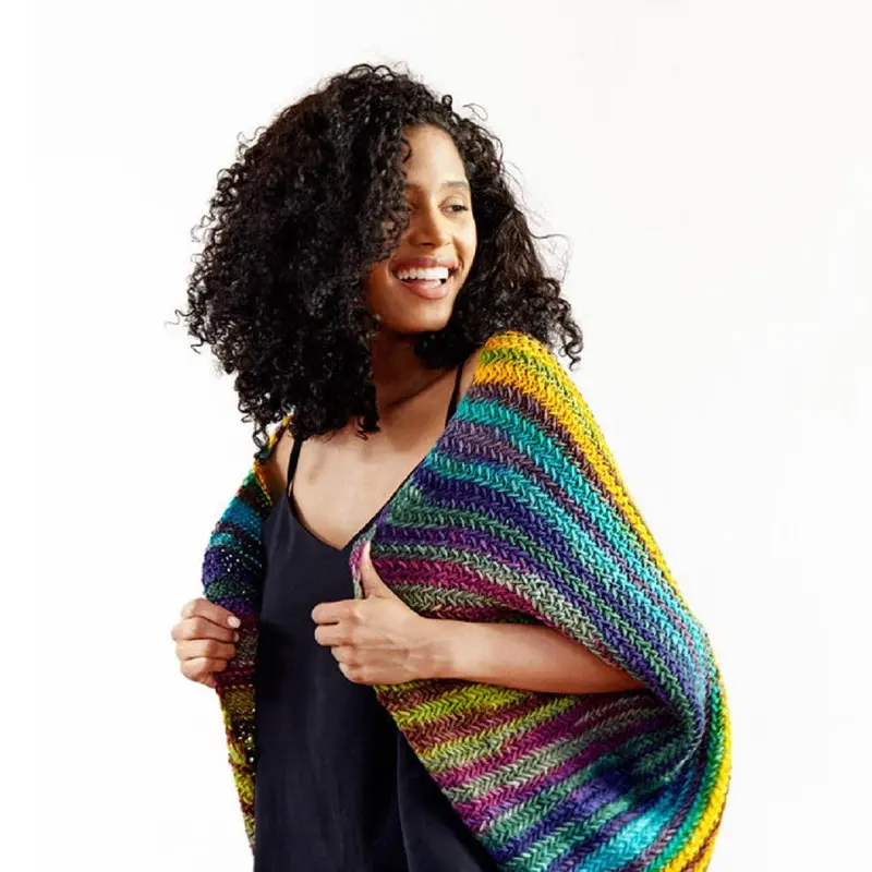 Koza Cocoon Wrap Kit | Yarn Art in Herringbone Stitch