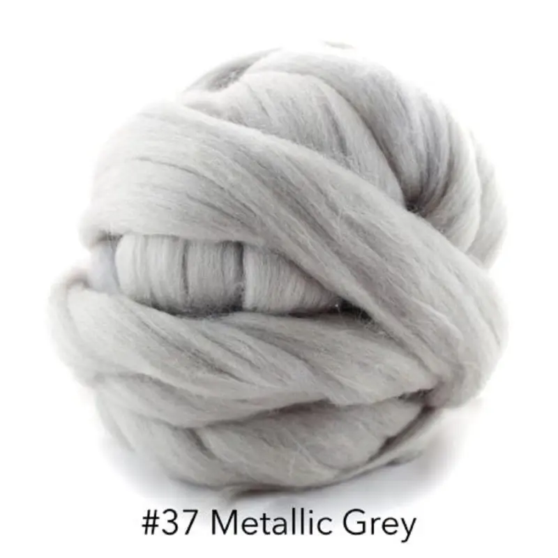 Polish Merino Wool Top - Metallic Gray