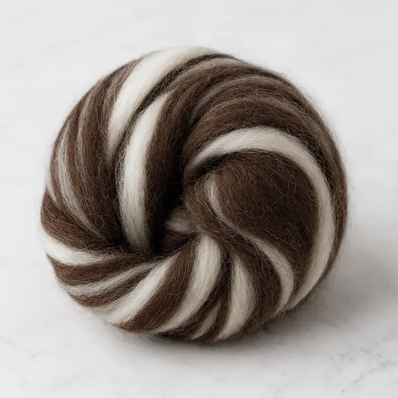 Yin Yang Corriedale Cross Combed Wool Top  Natural Brown and Ecru Blend (8 oz)