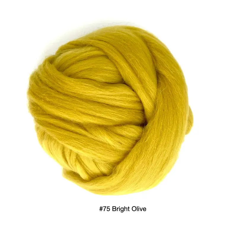 Polish Merino Wool Top - Bright Olive