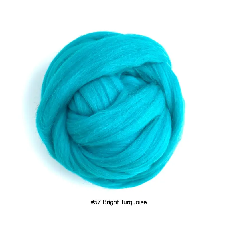 Polish Merino Wool Top - Bright Turquoise