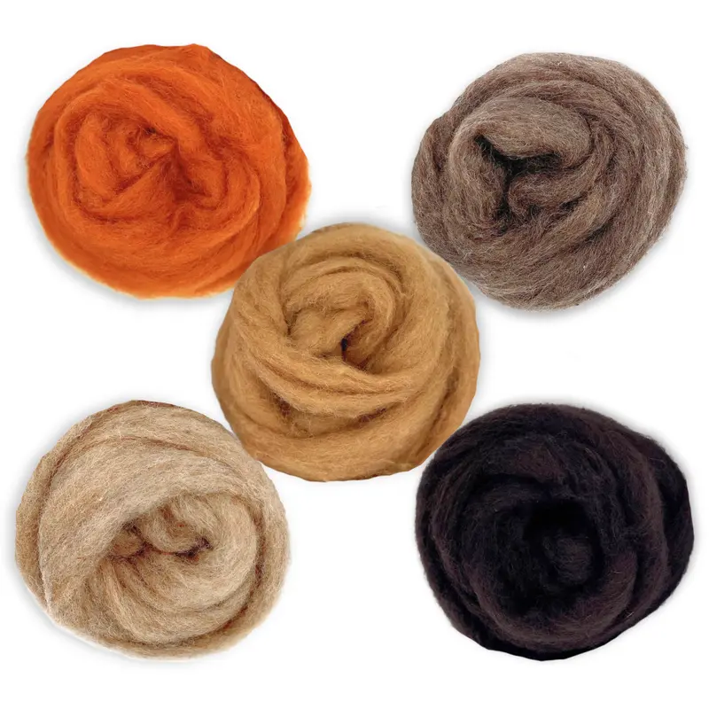 Autumn Harvest Carded Corriedale Wool Sliver Variety Pack