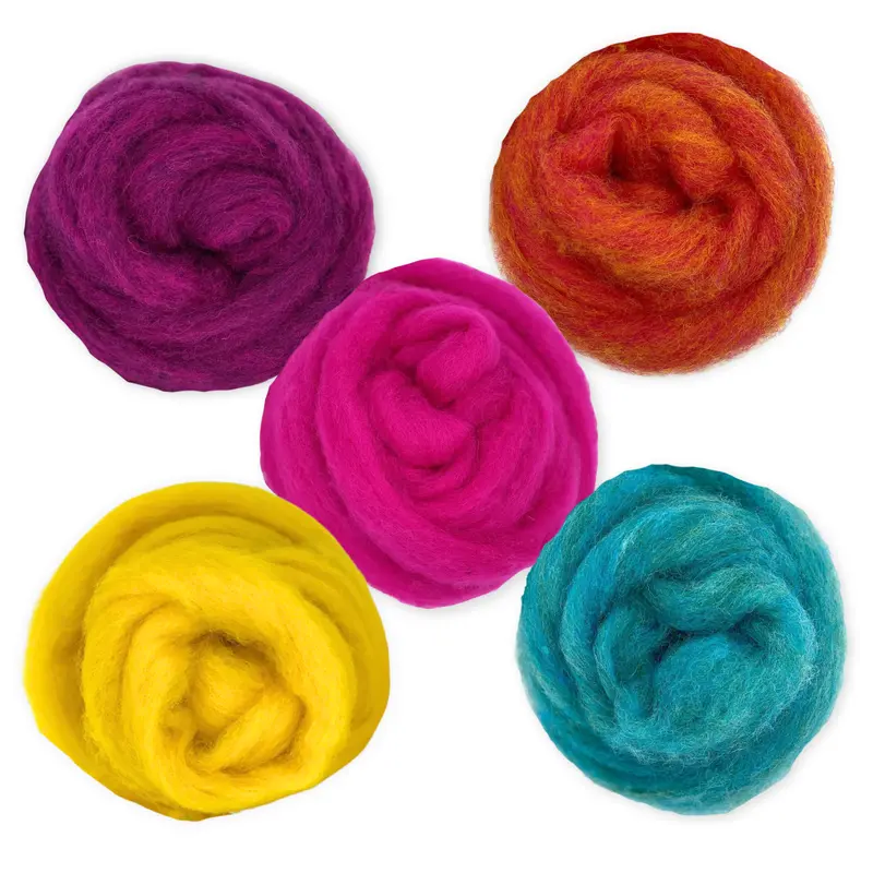 Retro Pop Carded Corriedale Wool Sliver Variety Pack