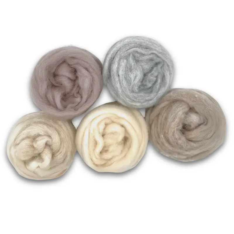 Woodland Neutrals Carded Corriedale Wool Sliver Variety Pack