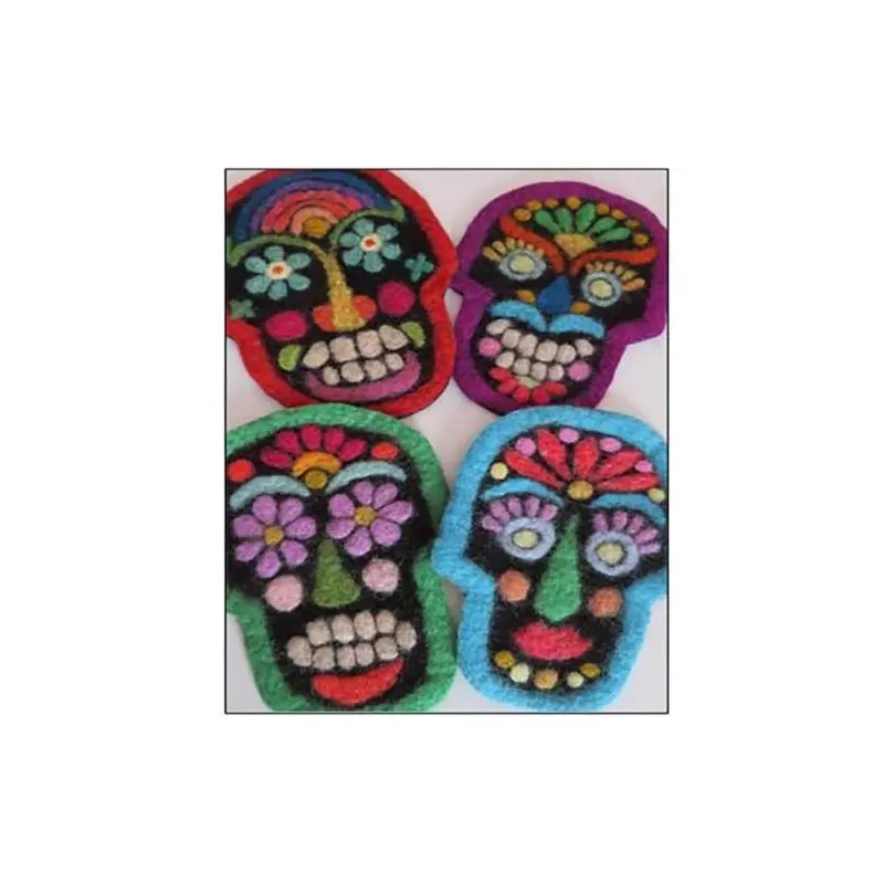 Tapestry Felting Kit - Dia De Muertos Sugar Skull Coasters